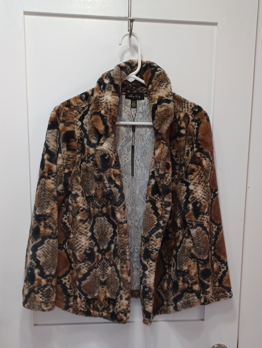 Faux Fur Snake Skin Animal Print Fluffy Coat Jacket